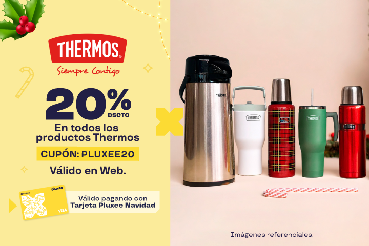20% DSCTO EN TODOS LOS PRODUCTOS THERMOS. VÁLIDO EN WEB.CUPÓN:PLUXEE20